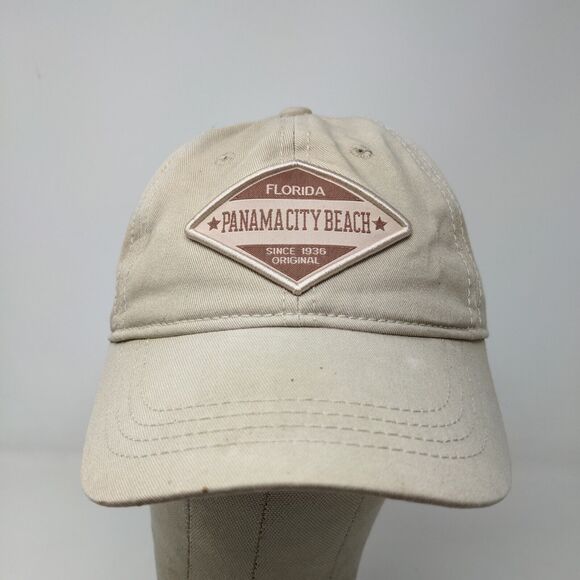 Unbranded Men's Panama City Beach FL Strapback Hat Tan OSFA Embroidered Logo - Picture 2 of 13